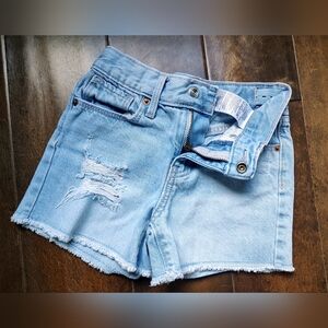 Girls distressed denim shorts